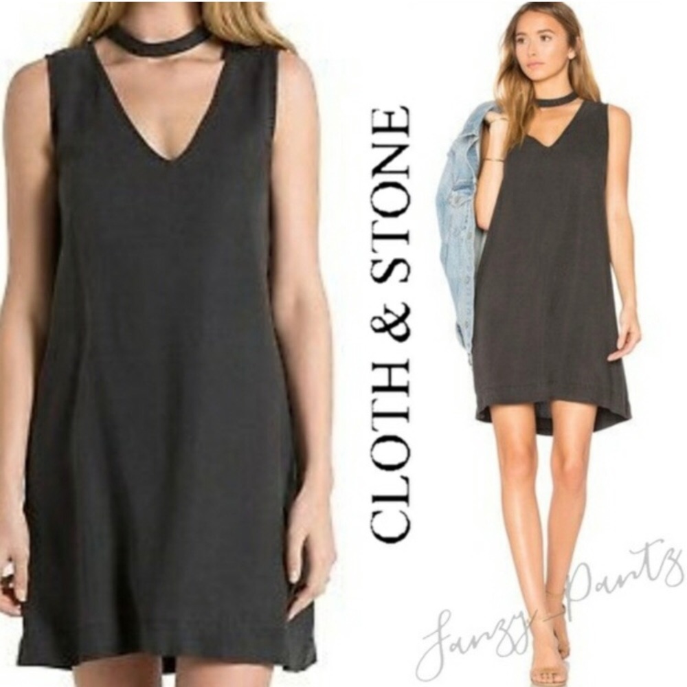 Anthropologie Cloth & Stone Chambray Choker Dress